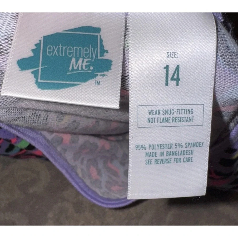 Extremely Me Purple Multi Leopard 2-Piece LS Shirt / Pants Sleep PJ‎ SZ 14 Girls